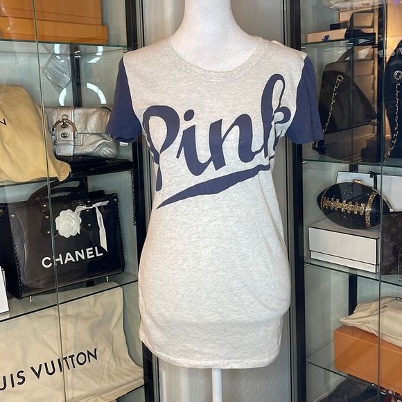 PINK VICTORIA’S SECRET | Short Sleeve T-shirt in Gray and Blue - Picture 1 of 3
